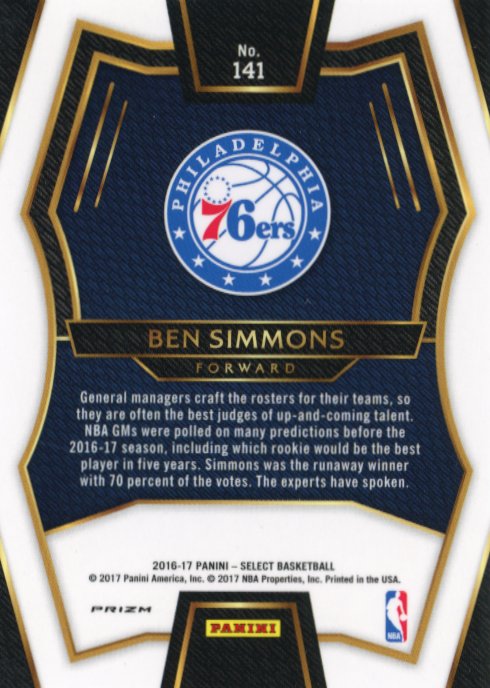 2016/17 Panini Select Ben Simmons #141 - Red Orange White Pulsar 76ers