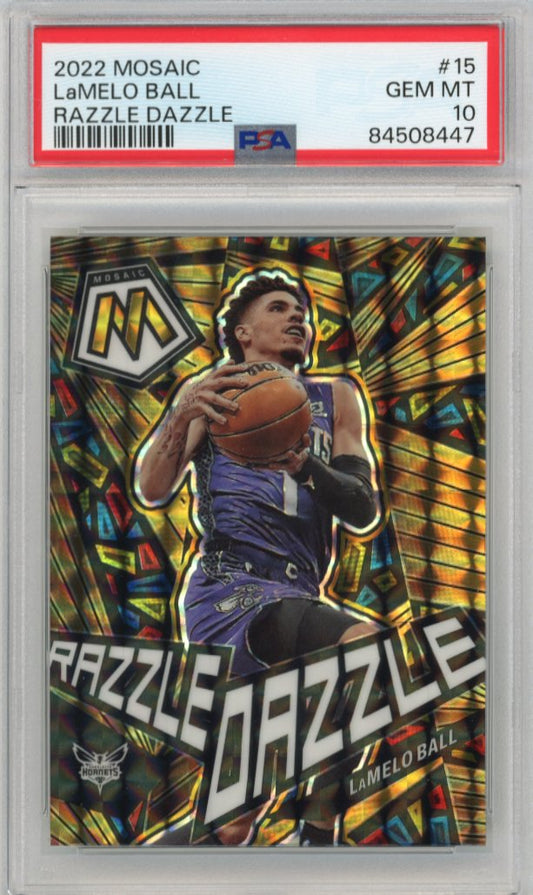 2022/23 Panini Mosaic LaMelo Ball #15 - Razzle Dazzle PSA 10 Hornets