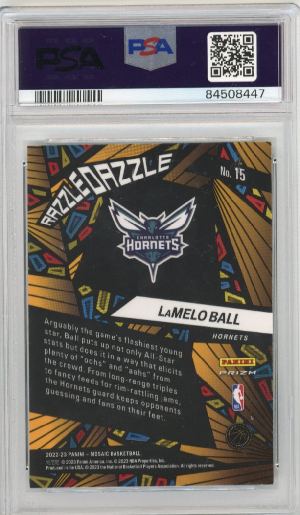 2022/23 Panini Mosaic LaMelo Ball #15 - Razzle Dazzle PSA 10 Hornets