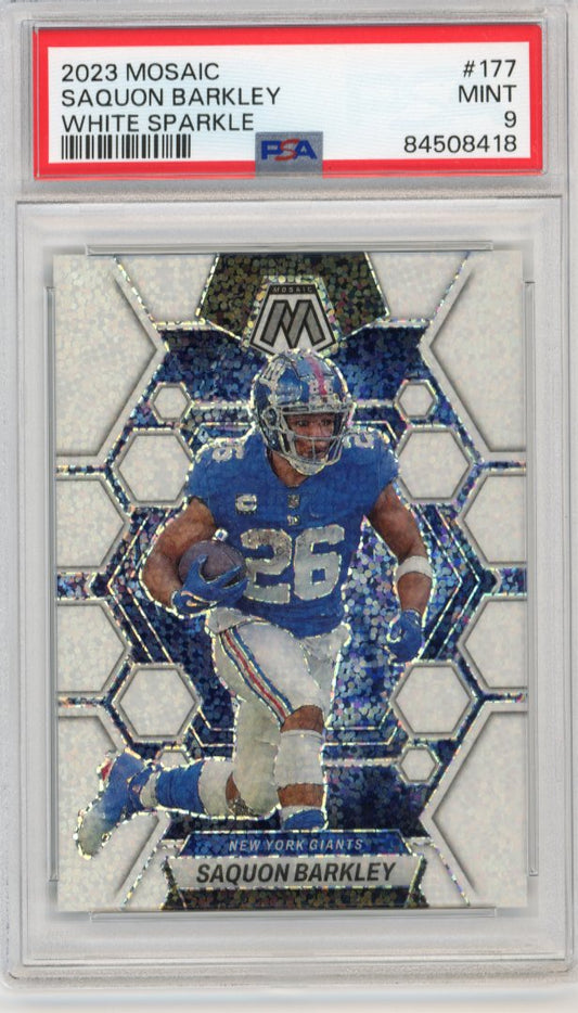 2023 Panini Mosaic Saquon Barkley #177 - White Sparkle PSA 9 Giants