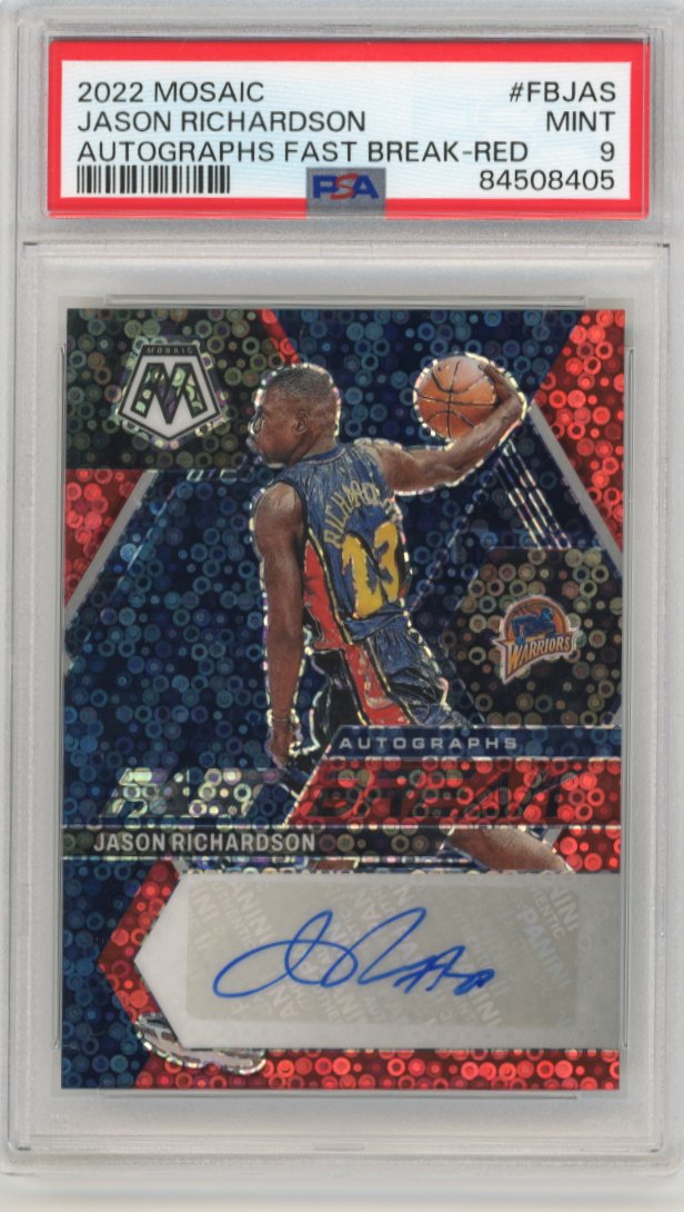 2022/23 Panini Mosaic Jason Richardson #FBJAS - #/49 Fast Break Red Autograph PSA 9 Warriors