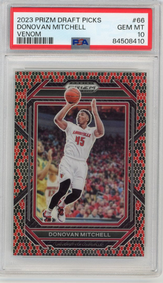 2023 Panini Prizm Draft Picks Donovan Mitchell #66 - Venom PSA 10 Cavaliers