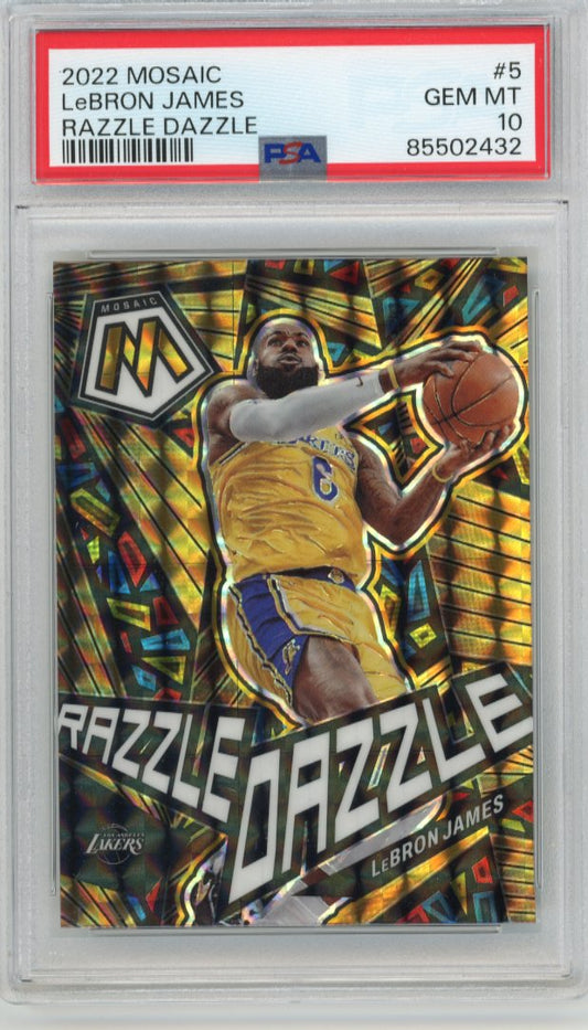 2022 Panini Mosaic LeBron James #5 - Razzle Dazzle PSA 10 Lakers