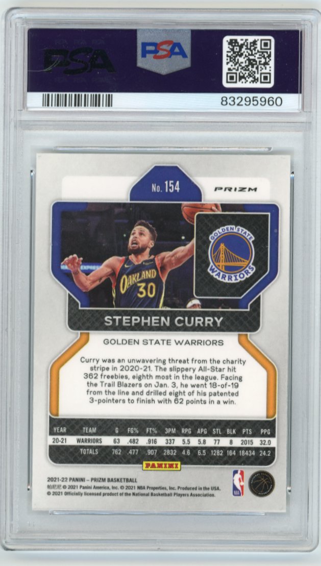 2021/22 Panini Prizm Stephen Curry #154 - Ice PSA 10 Warriors