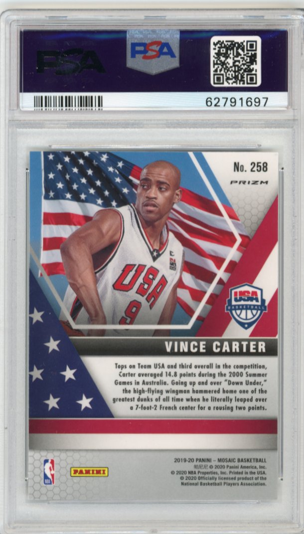 2019 Panini Mosaic Vince Carter #258 - Silver PSA 9 Hawks