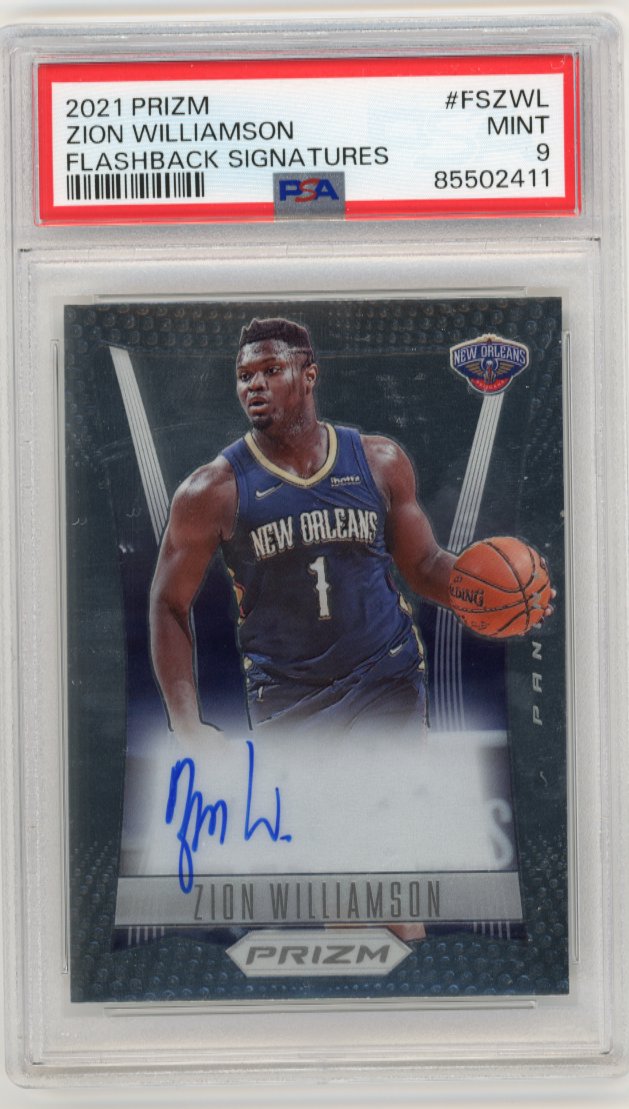 2021/22 Panini Prizm Zion Williamson #FS-ZWL - Flashback Signatures PSA 9 Pelicans