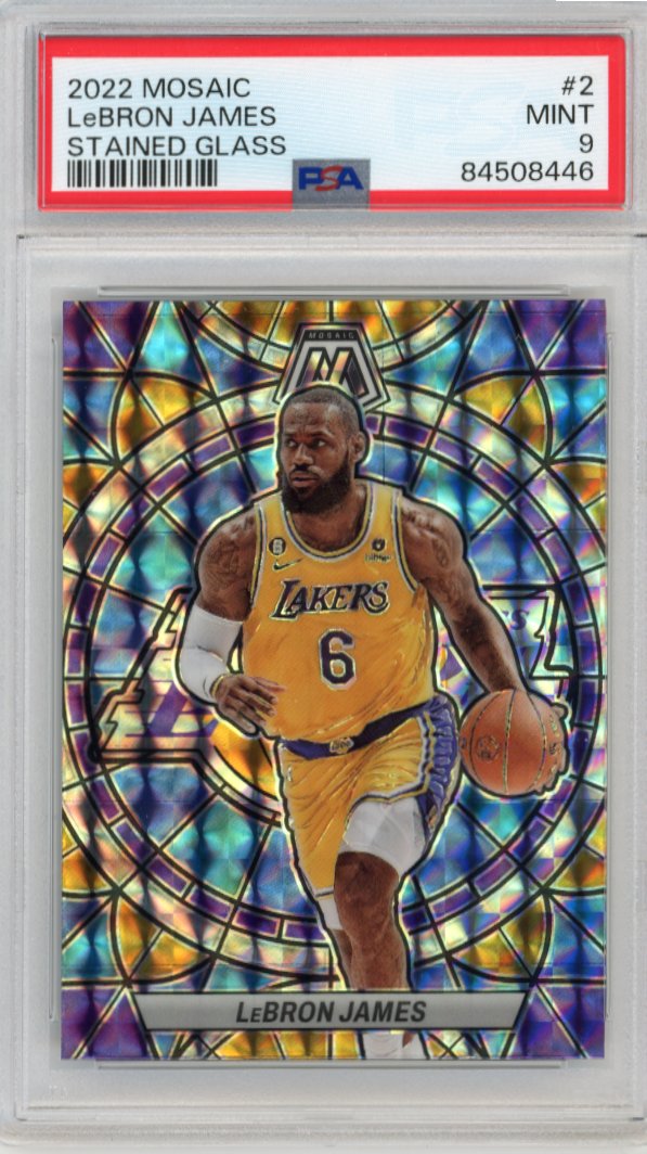 2022/23 Panini Mosaic LeBron James #2 - Stained Glass PSA 9 Lakers