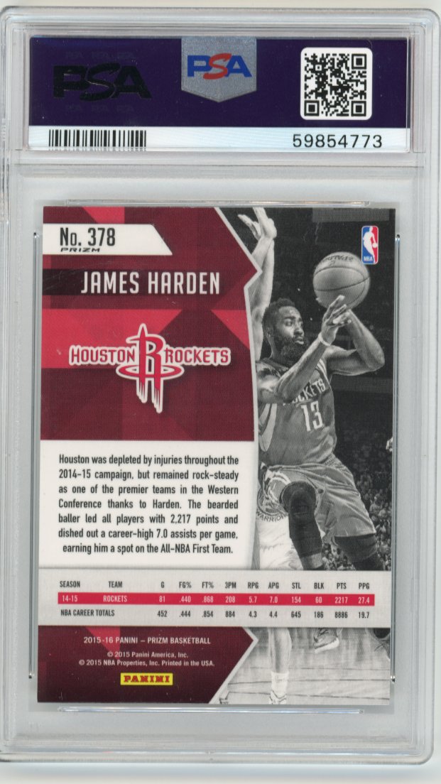 2015/16 Panini Prizm James Harden #378 - Silver PSA 9 Rockets