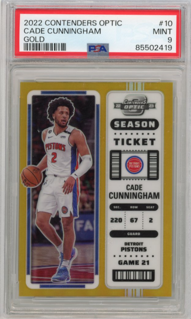 2022 Panini Contenders Optic Cade Cunningham #10 - #/10 Gold PSA 9 Pistons