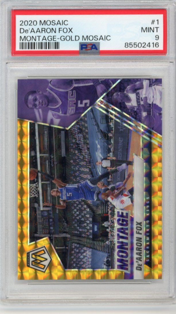 2020 Panini Mosaic De'Aaron Fox #1 - #/10 Gold Montage PSA 9 Kings