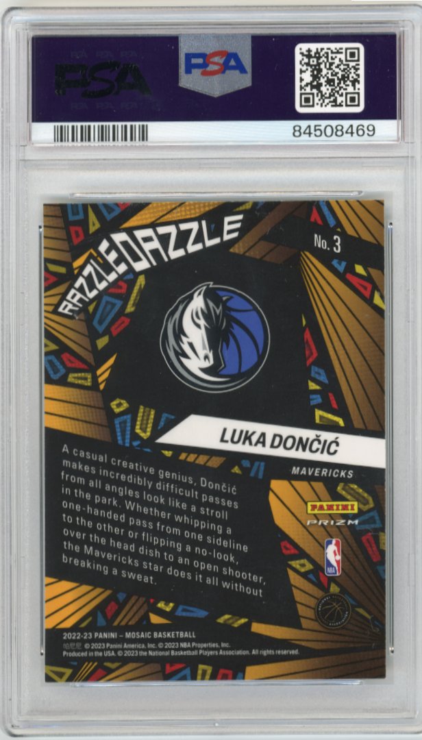 2022/23 Panini Mosaic Luka Doncic #3 - Razzle Dazzle PSA 10 Mavericks