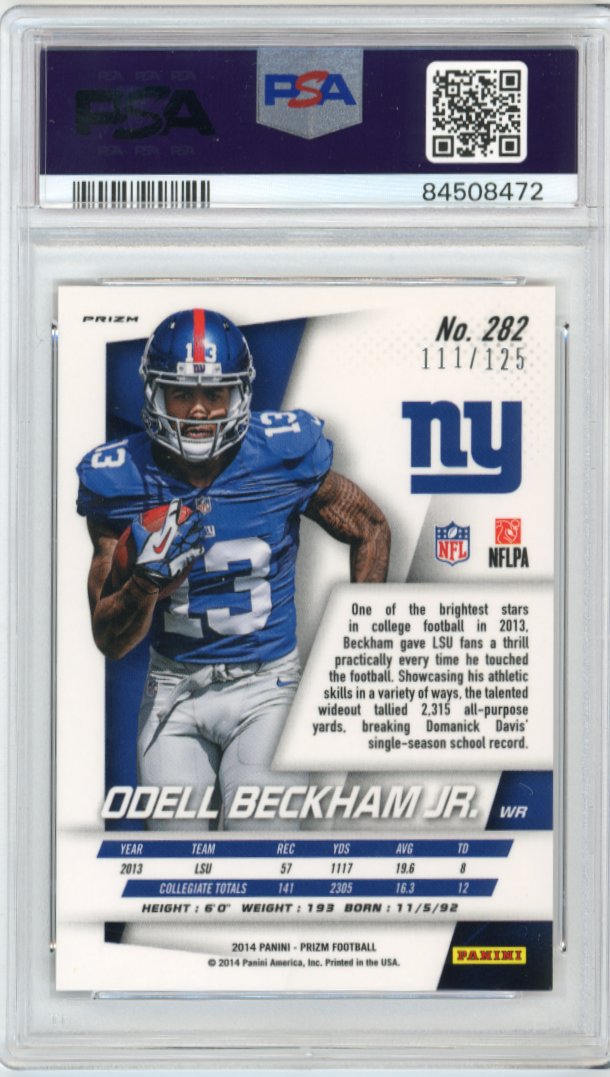 2014 Panini Prizm Odell Beckham Jr. RC #282 - #/125 Red Power PSA 9 Giants