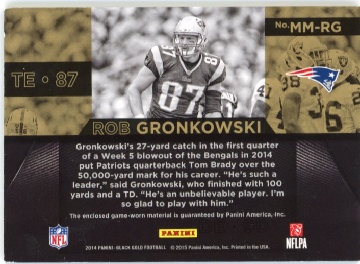 2014 Panini Black Gold Rob Gronkowski #MM-RG - #/25 Massive Materials Patriots