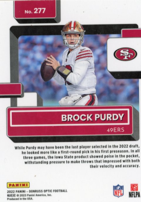 2022 Panini Donruss Optic Brock Purdy RC #277 - 49ers