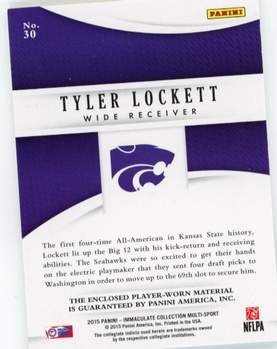 2015 Panini Immaculate Collection Tyler Lockett Immaculate Numbers #30 - Relic #/25 Seahawks