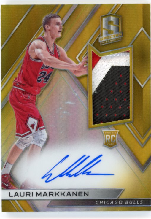 2017/18 Panini Spectra Lauri Markkanen RC #128 - Relic Autograph Gold #/10 Bulls