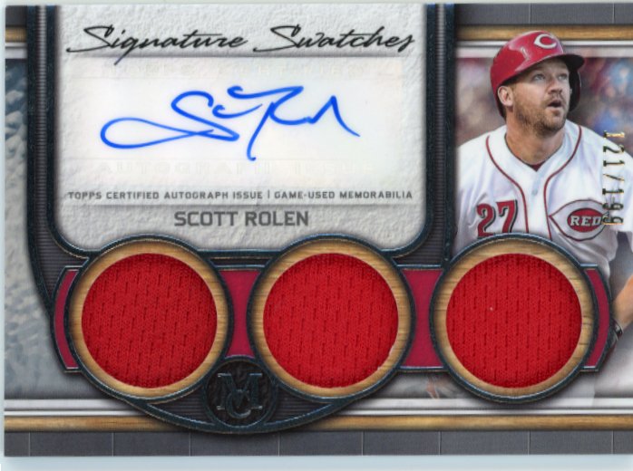 2023 Topps Museum Collection Scott Rolen Signature Swatches #SWTRA-SR - Triple Relic Autograph #/199 Reds