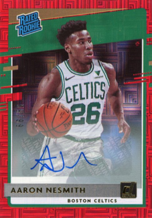 2020/21 Panini Donruss Aaron Nesmith Rated Rookie RC #232 - Autograph Red #/99 Celtics