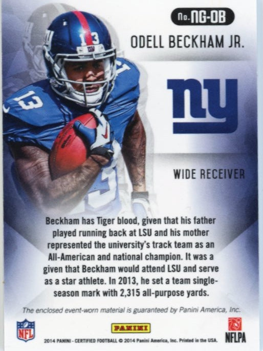 2014 Panini Certified Odell Beckham Jr. RC #NG-OB - #/599 Relic Giants