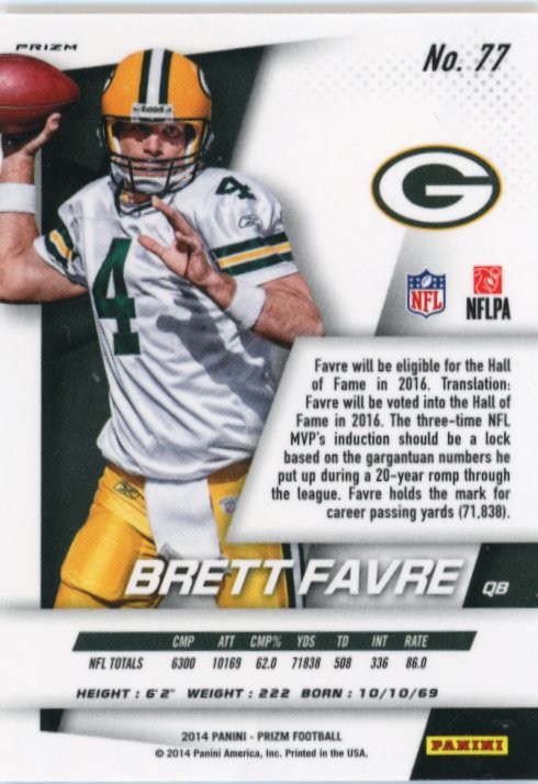 2014 Panini Prizm Brett Favre #77 - Red White Blue Packers