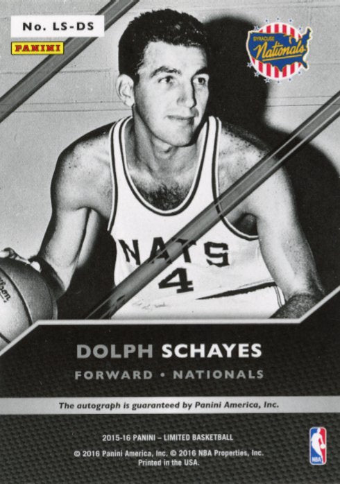 2015/16 Panini Limited Dolph Schayes Signatures #LS-DS - Autograph 76ers