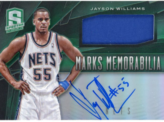 2014 Panini Spectra Jayson Williams Marks Memorabilia #17 - Green Autograph Relic #/199 Nets
