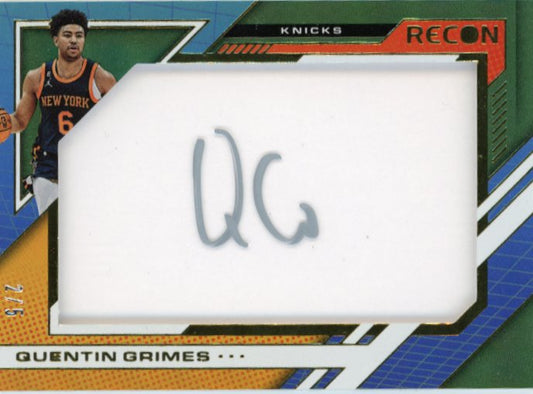 2022/23 Panini Recon Quentin Grimes #SAA-QGR - Autograph Relic #/5 Knicks