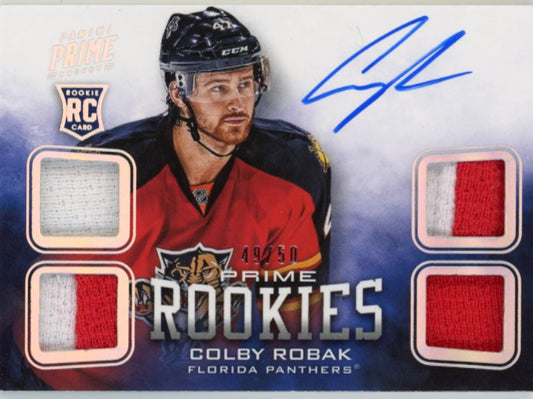 2013 Panini Prime Colby Robak Prime Rookies RC #124 - Autograph Quad Relic #/50 Panthers