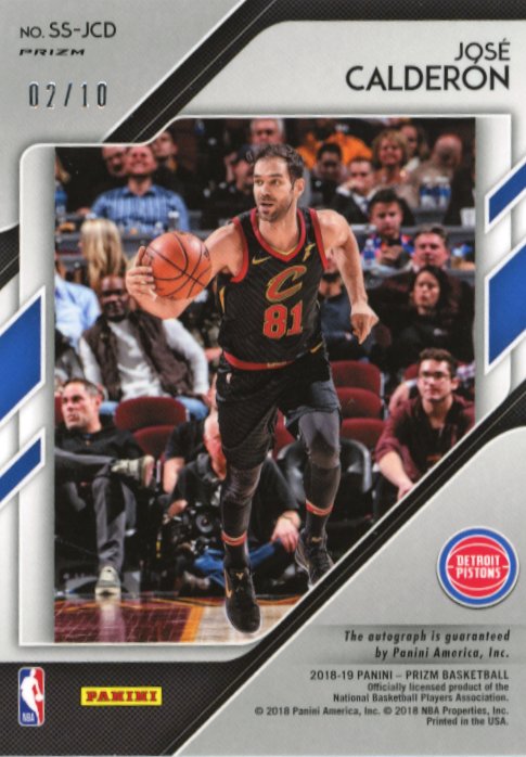 2018/19 Panini Prizm Jose Calderon Sensational Signatures #SS-JCD - Autograph Gold #/10 Pistons