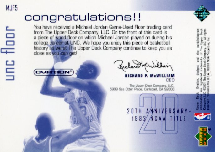 2001 Upper Deck Michael Jordan #MJF5 - UNC Floor Bulls