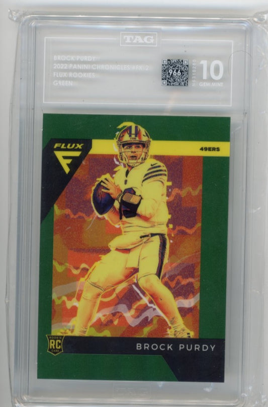 2022 Panini Chronicles Flux Brock Purdy RC #FX-2 - Green #/49 TAG 10 49ers