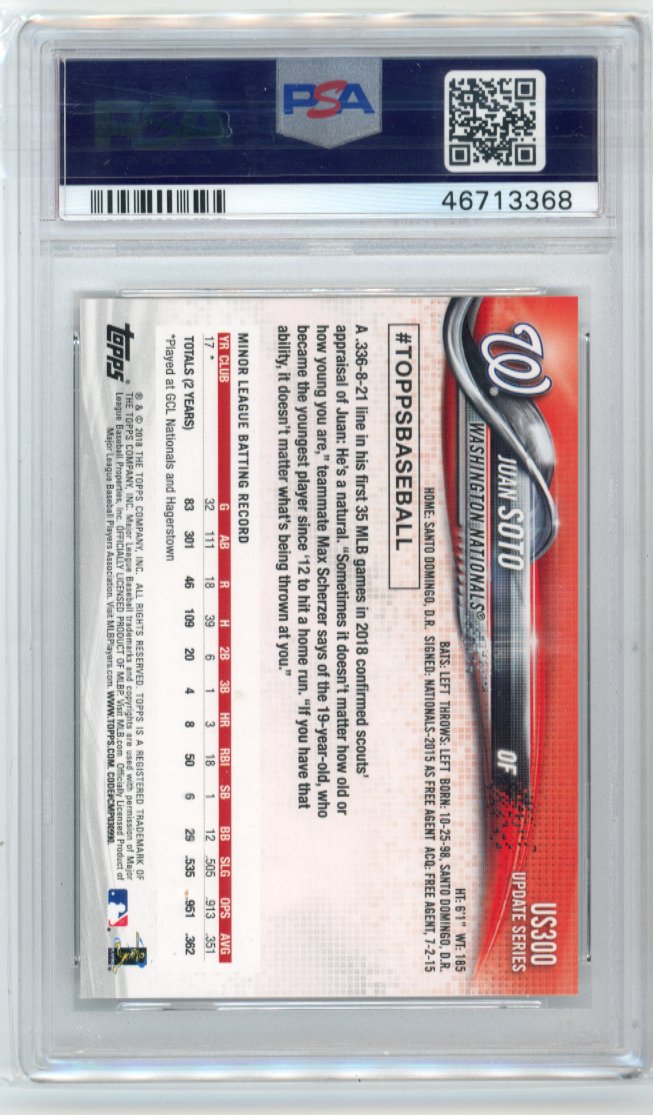 2018 Topps Update Juan Soto RC #US300 - PSA 9 Nationals