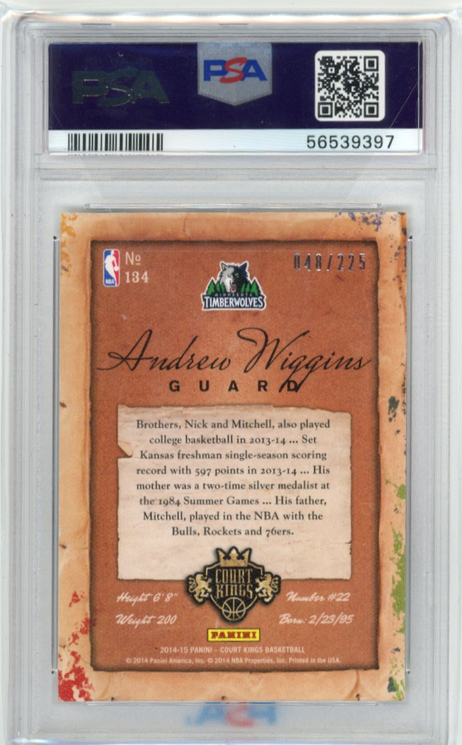 2014/15 Panini Court Kings Andrew Wiggins RC #134 - #/225 PSA 10 Warriors