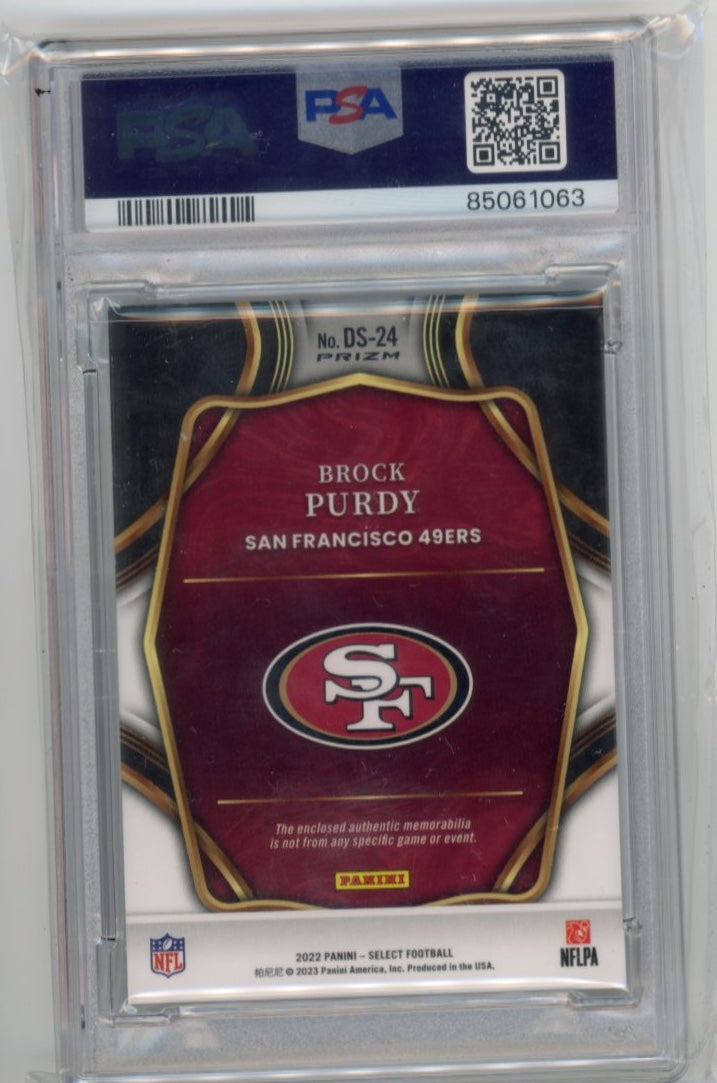 2022 Panini Select Brock Purdy Draft Selections RC #DS-24 - Relic Red PSA 8 49ers