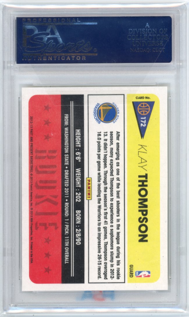 2012 Panini Past & Present Klay Thompson RC #172 - PSA 10 Warriors