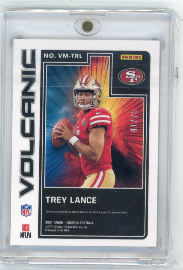 2021 Panini Obsidian Trey Lance Volcanic RC #VM-TRL - Relic #/75 49ers