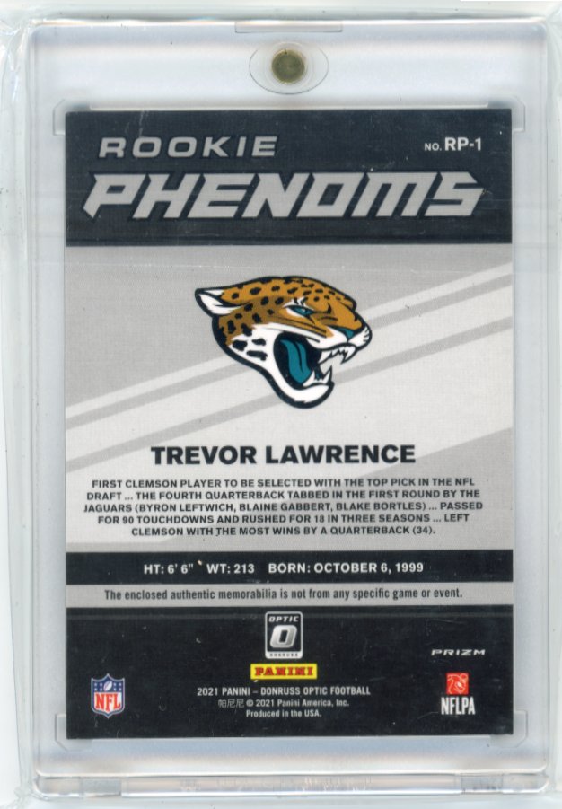 2021 Panini Donruss Optic Trevor Lawrence Rookie Phenoms RC #RP-1 - Red Relic Jaguars