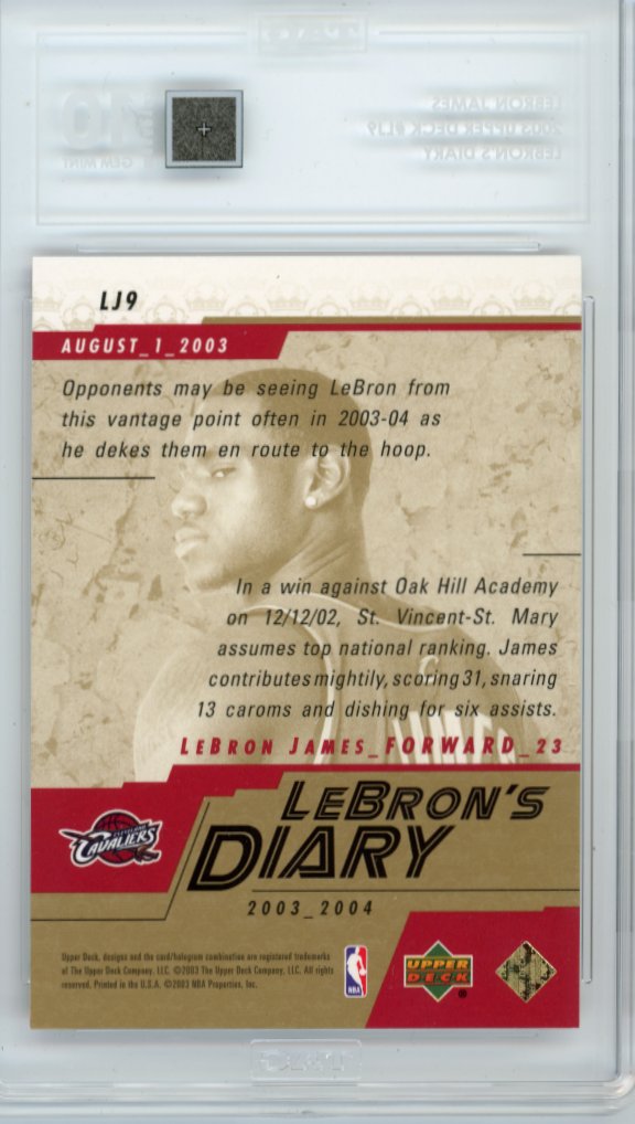 2003/04 Upper Deck LeBron James LeBron's Diary #LJ9 - TAG 10 Cavaliers