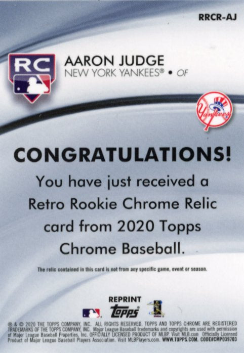 2020 Topps Chrome Aaron Judge Retro Rookie RC #RRCR-AJ - Relic Yankees