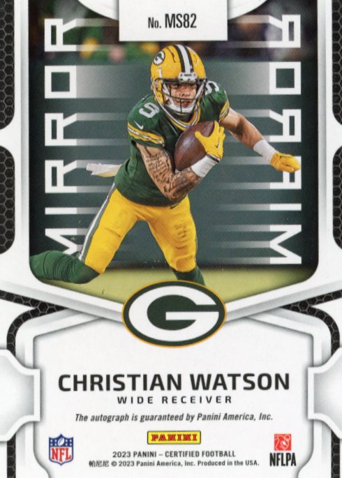 2023 Panini Certified Christian Watson #MS82 - Pink Autograph #/75 Packers