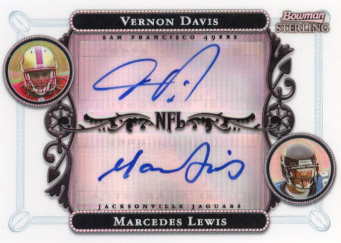 2006 Topps Bowman Sterling Vernon Davis & Marcedes Lewis #BSHC-DL - Dual Autograph 49ers Jaguars