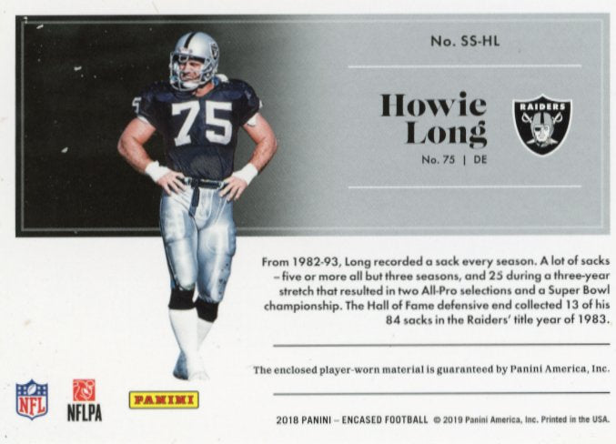 2018 Panini Encased Howie Long Substantial Swatches #SS-HL - #/50 Relic Raiders