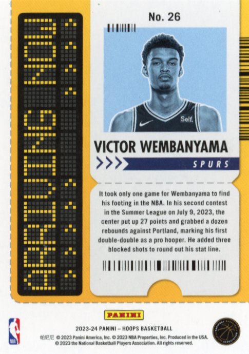 2023/24 Panini NBA Hoops Victor Wembanyama Arriving Now #26 - Spurs