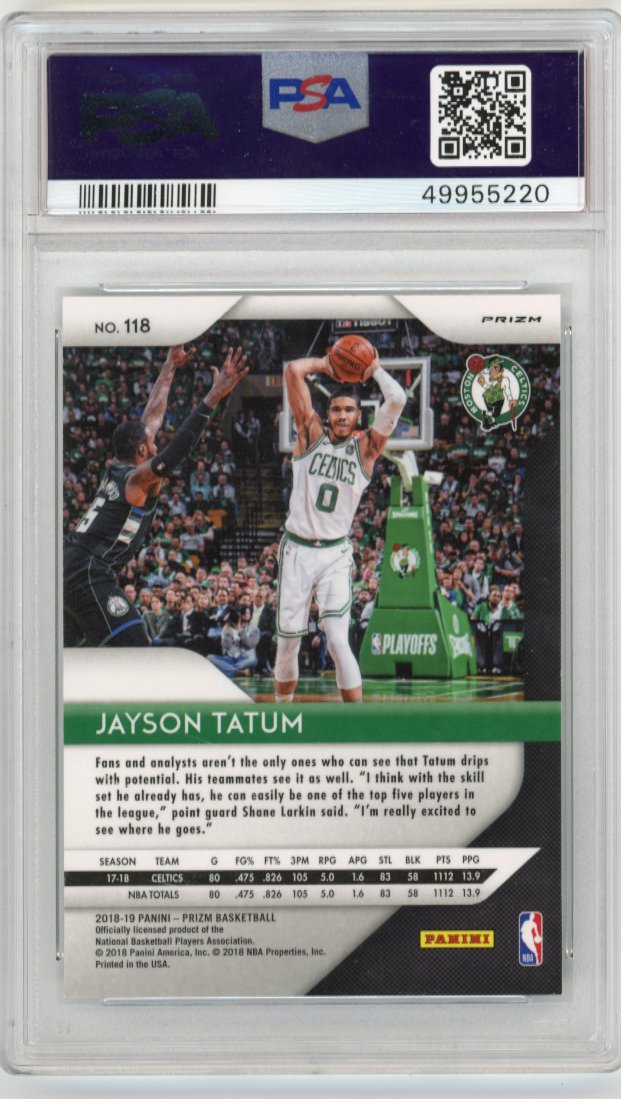 2018/19 Panini Prizm Jayson Tatum #118 - Silver PSA 10 Celtics