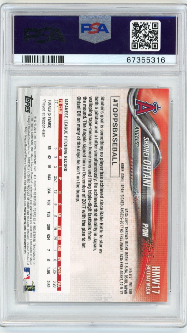 2018 Topps Holiday Shohei Ohtani RC #17 - PSA 10 Angels