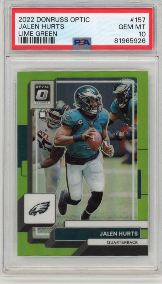 2022 Panini Prizm Jalen Hurts #157 - #/35 Lime Green PSA 10 Eagles