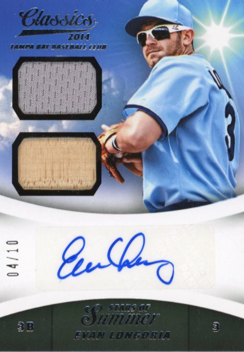 2014 Panini Classics Evan Longoria #13 - #/10 Patch Bat Autograph Rays