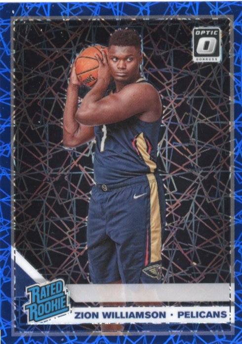 2020 Panini Optic Zion Williamson Rated Rookie RC #158 - Blue Lazer Pelicans