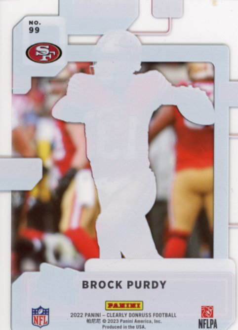 2022 Panini Donruss Clearly Brock Purdy Rated Rookie RC #99 - 49ers