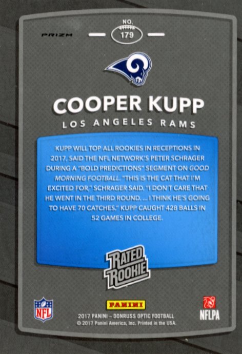 2017 Panini Optic Cooper Kupp Rated Rookie RC #179 - Refractor Rams